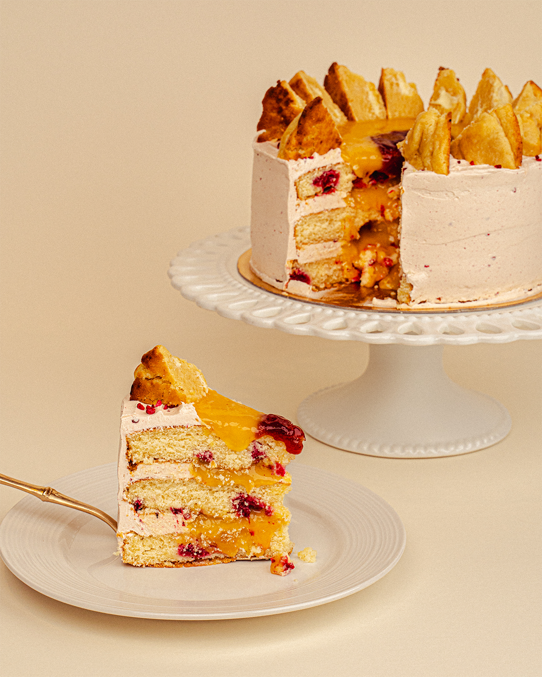 Lemon-Raspberry Cream Cake