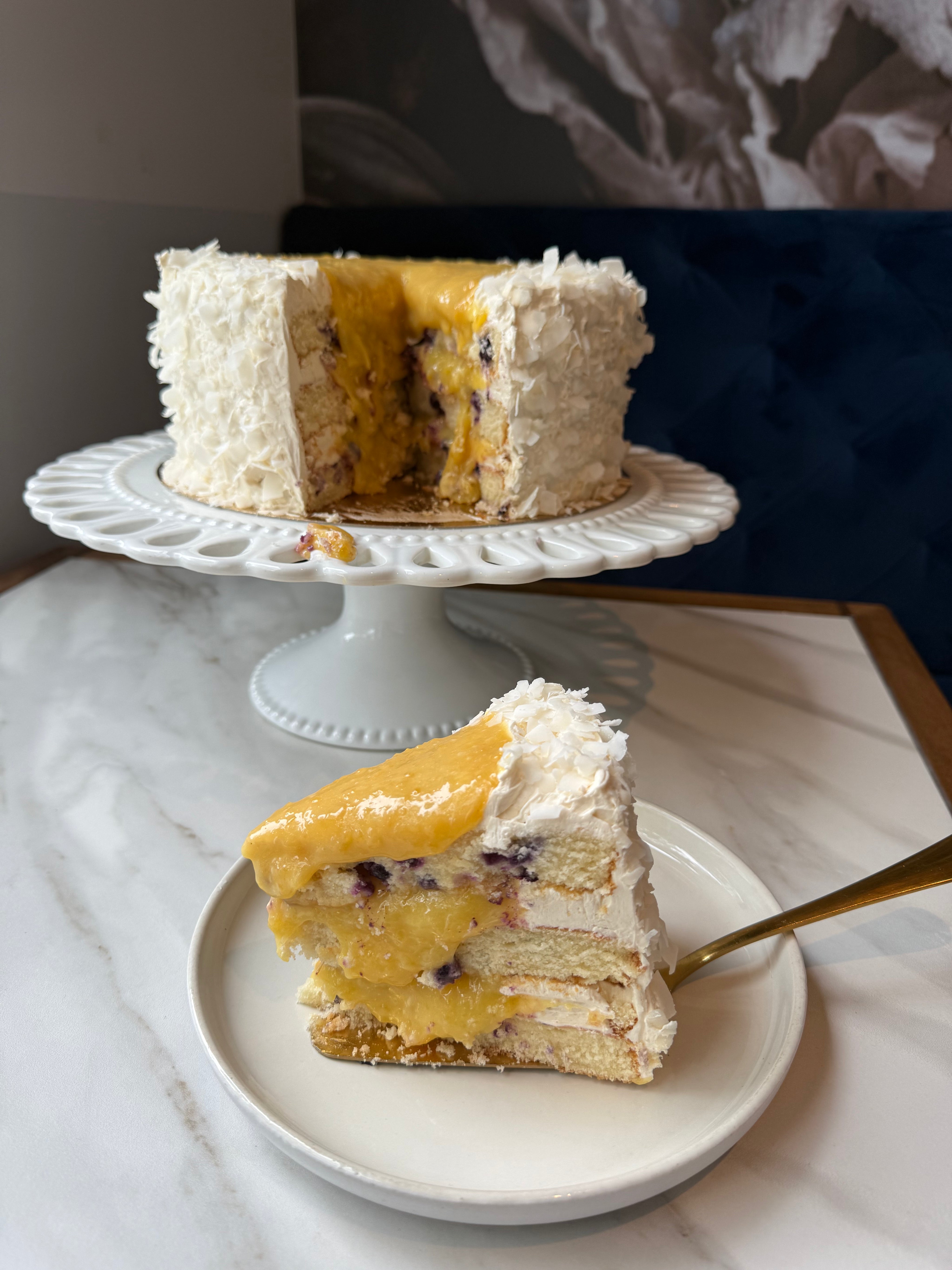Gâteau aux myrtilles et à la noix de coco
